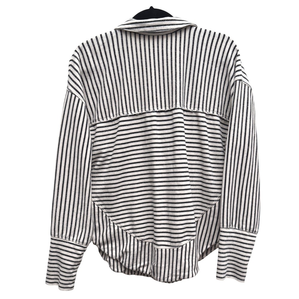 Pilcro Anthropologie Henley Striped Small Black Cream Pullover Casual Top - Picture 5 of 8